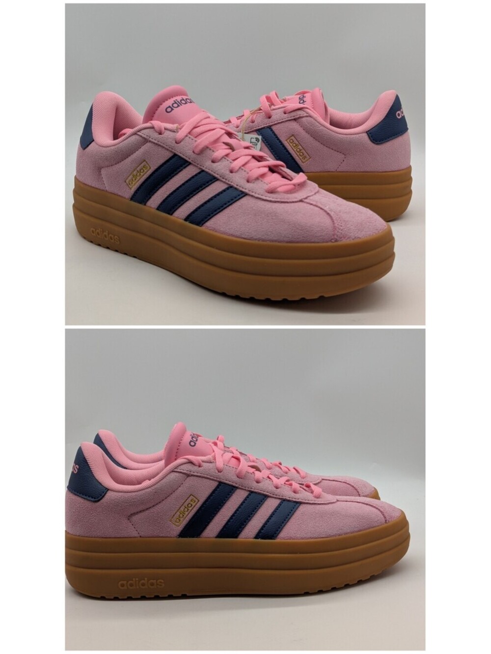 Women's Size 10 Adidas VL Court Bold Platform Sneakers Pink Blue Gum New JI1789